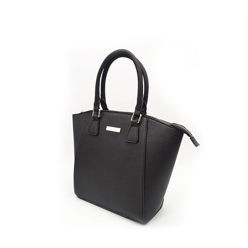 Sac fourre-tout en PU saffiano noir pour femme